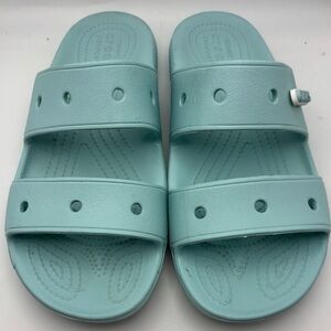 Crocs Double Strap Slides Aqua Mint Iconic Comfort Womens Size 8